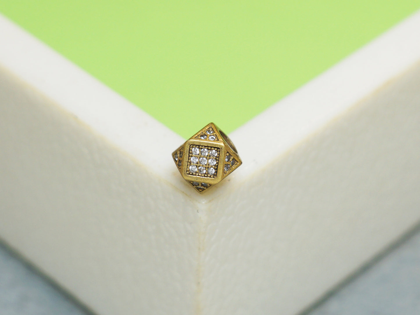 Hex Shape Micro Pave CZ Spacer Bead