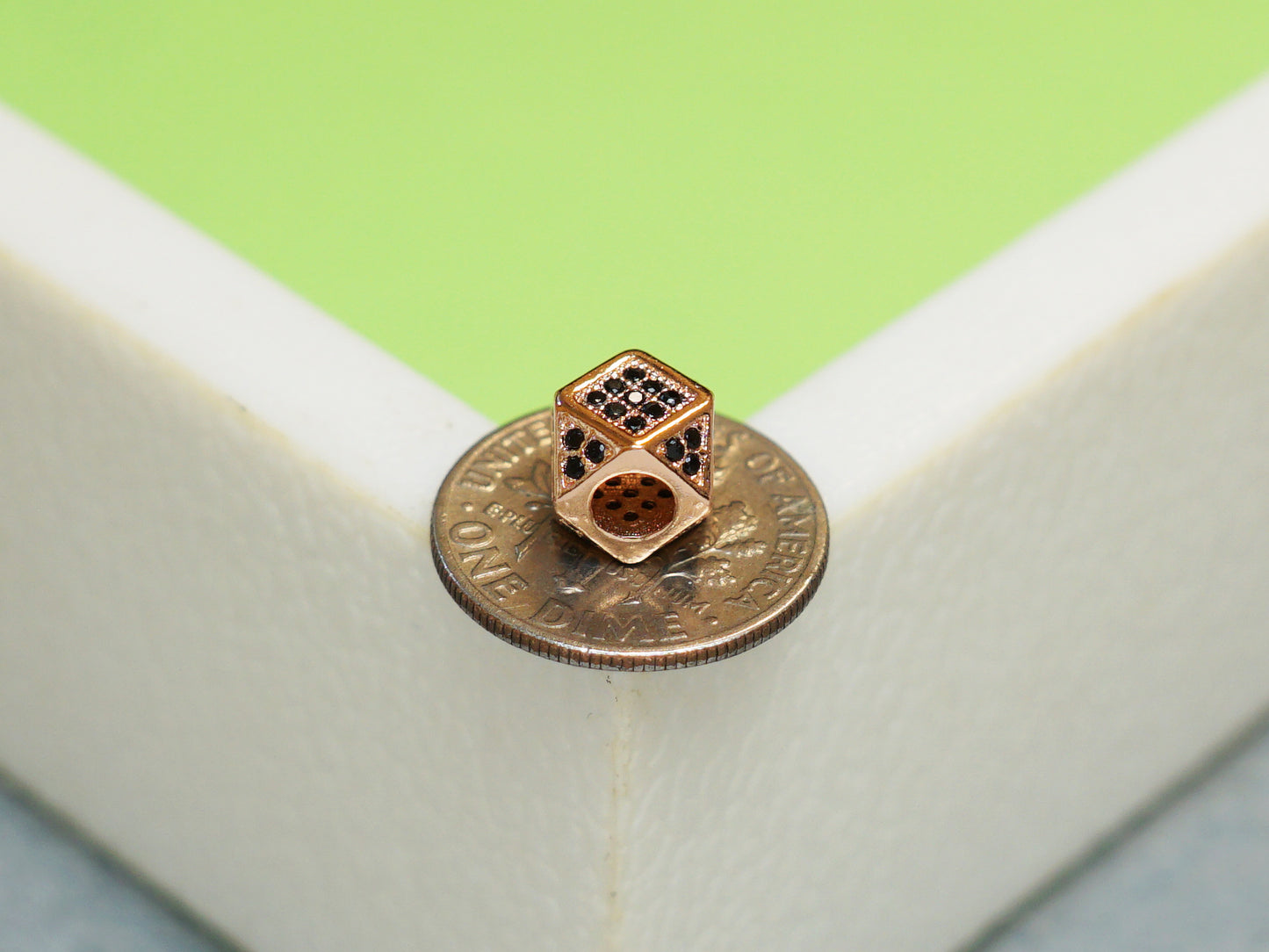 Hex Shape Micro Pave CZ Spacer Bead