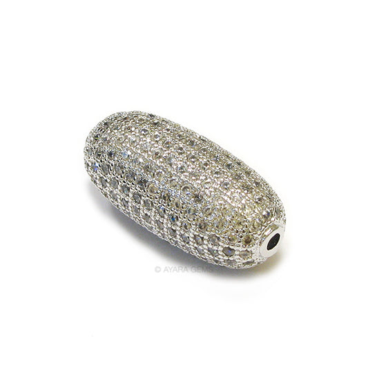 Long Oval Bead 27mm x 12mm Micro Pave CZ