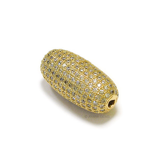 Long Oval Bead 24mm x 11mm Micro Pave CZ