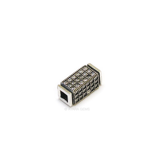 Rectangle Micro Pave CZ Bead, 6MM x 13MM