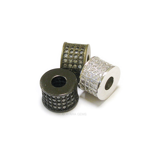 Tube Spacer Micro Pave CZ bead, 10mm