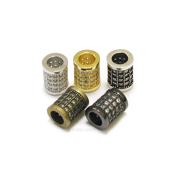 Tube Spacer Micro Pave CZ bead, 6mm