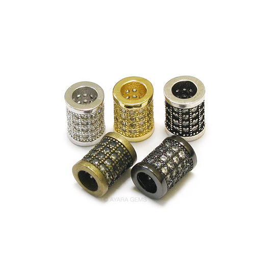 Tube Spacer Micro Pave CZ bead, 6mm