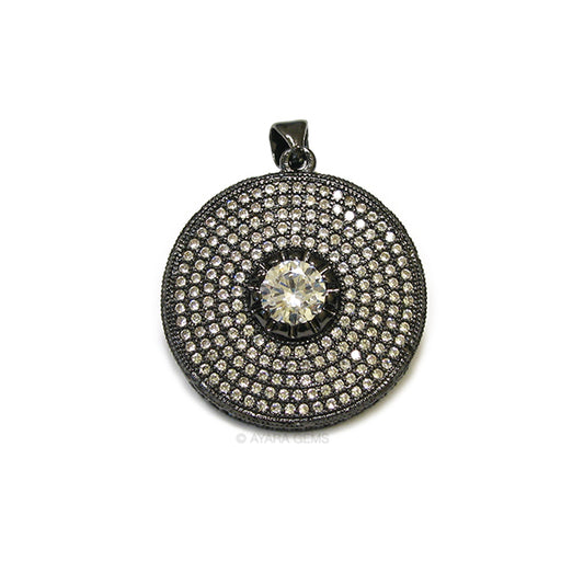 Round Micro Pave CZ Pendant, 23MM