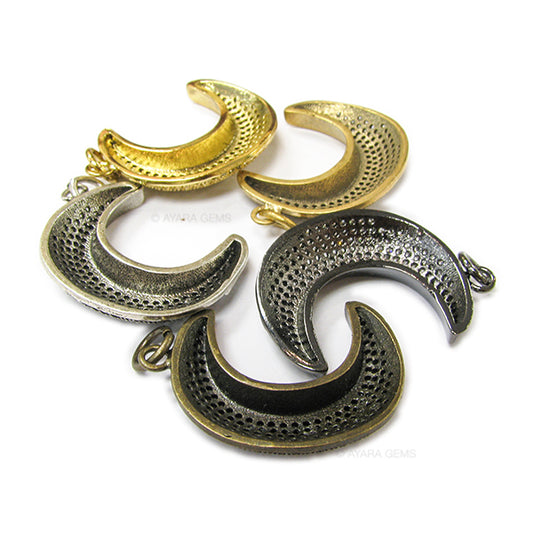 Crescent Moon Micro Pave CZ Pendant, 25mm
