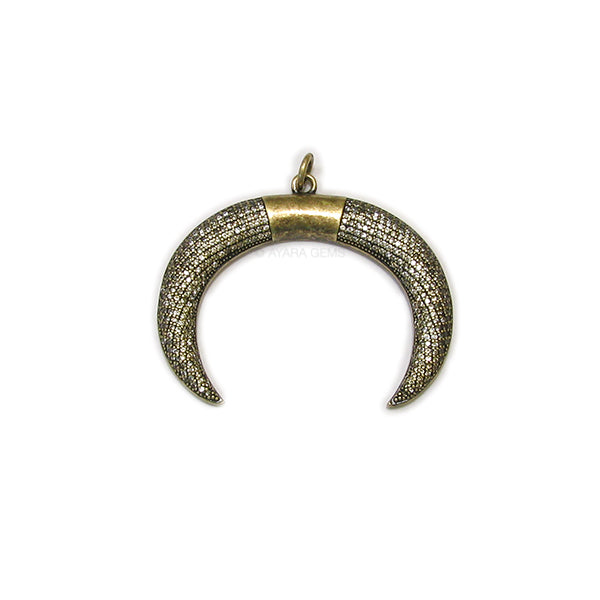 Large Crescent Shaped Micro Pave CZ Pendant