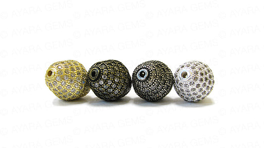 Football Olive Micro Pave CZ Spacer Bead 12.5mm x 16mm