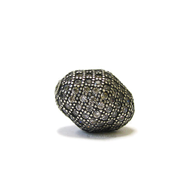 Football Olive Micro Pave CZ Spacer Bead 12.5mm x 16mm