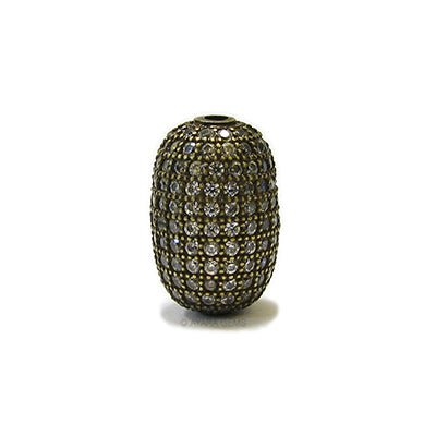 Olive Shaped Oval bead 18.5mm x 12mm Micro Pave CZ Spacer
