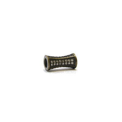 Hourglass Micro Pave CZ Spacer Bead, 6x12mm Bronze