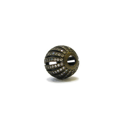 Shamballa Ball Ribbed Micro Pave CZ, Bronze