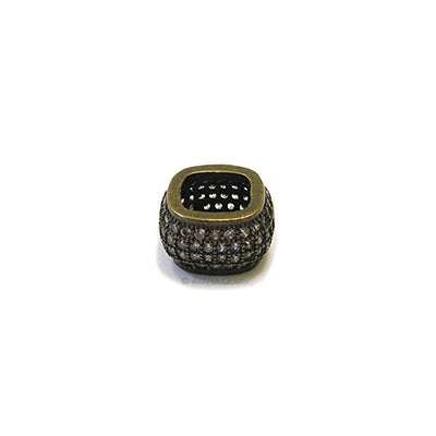 Square Spacer Micro Pave CZ Bead, Bronze