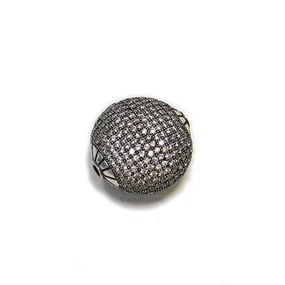 Flat Round Coin Micro Pave CZ Bead 24MM