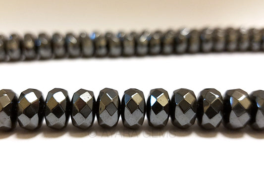 Hematite 10mm Rondelle Faceted Bead Strand