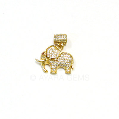 Elephant Micro Pave CZ Pendant, Gold