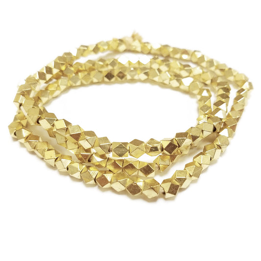 Brass 4.3mm Cornerless Cube Bead Gold