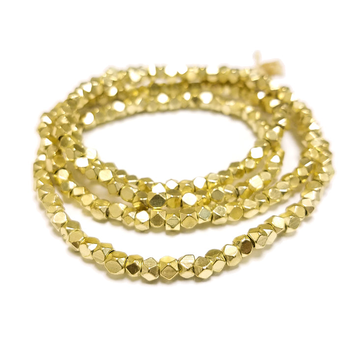 Brass 3.2mm Cornerless Cube Bead Gold