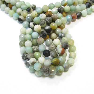 Amazonite 8mm Round Faceted Bead Strand
