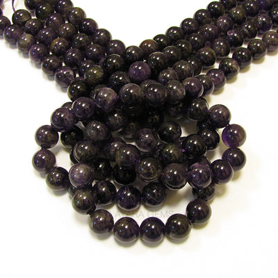 Amethyst 12mm Round Bead Strand, medium to dark