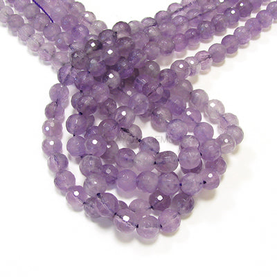 Amethyst 8mm Round Faceted Bead Strand