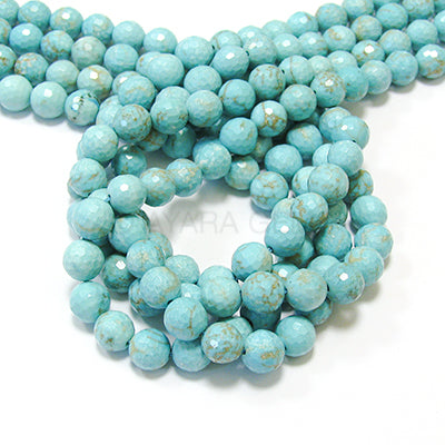 Turquoise 8mm Faceted Round Bead Strand