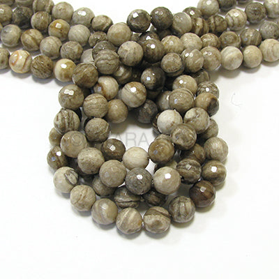 Brown Jasper 8mm Faceted Round Bead Strand