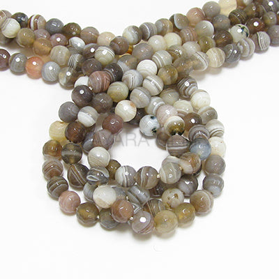 Botswana Agate 4mm Faceted Round Bead Strand
