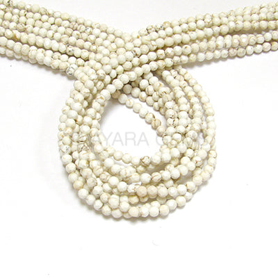 White Turquoise 3mm Faceted Round Bead Strand