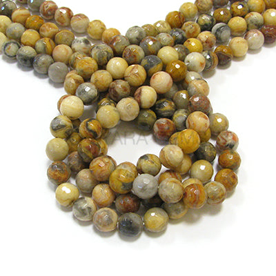 Crazy Lace Agate 10mm Faceted Round Bead Strand