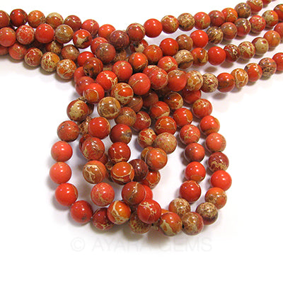 Orange Imperial Jasper 8mm Round Bead Strand