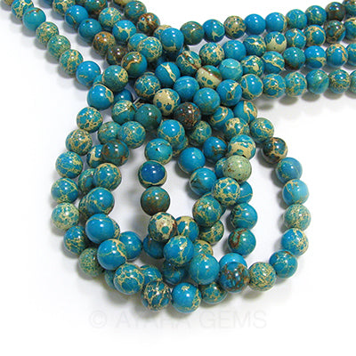 Blue Imperial Jasper 8mm Round Bead Strand