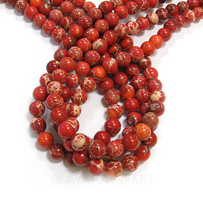 Red Imperial Jasper 8mm Round Bead Strand