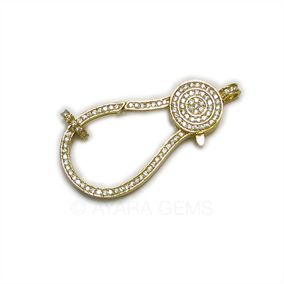 Clasp, lobster claw, gold, Micro Pave CZ, 50x24mm