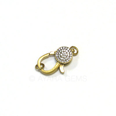 Clasp, lobster claw, old gold, Micro Pave CZ, 25x12.5mm