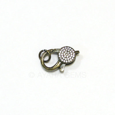 Clasp, lobster claw, bronze, Micro Pave CZ, 25x12.5mm