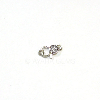 Clasp, lobster claw, antique silver, Micro Pave CZ, 16x8.5mm