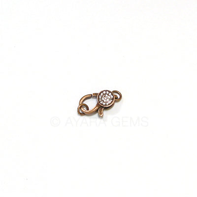 Clasp, lobster claw, copper, Micro Pave CZ, 16x8.5mm
