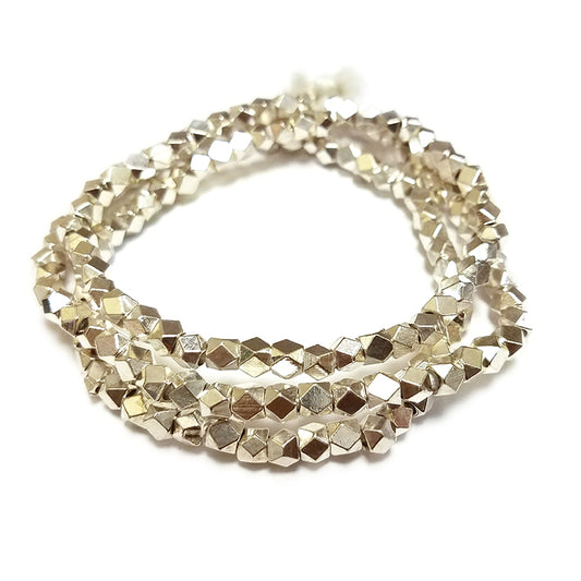 Brass 4.3mm Cornerless Cube Bead Silver