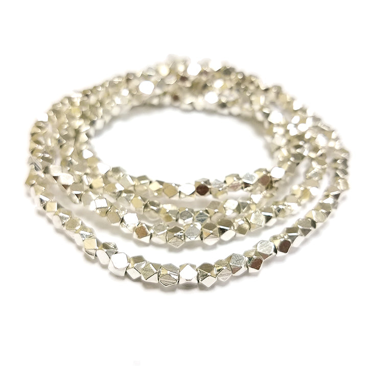 Brass 3.2mm Cornerless Cube Bead Silver