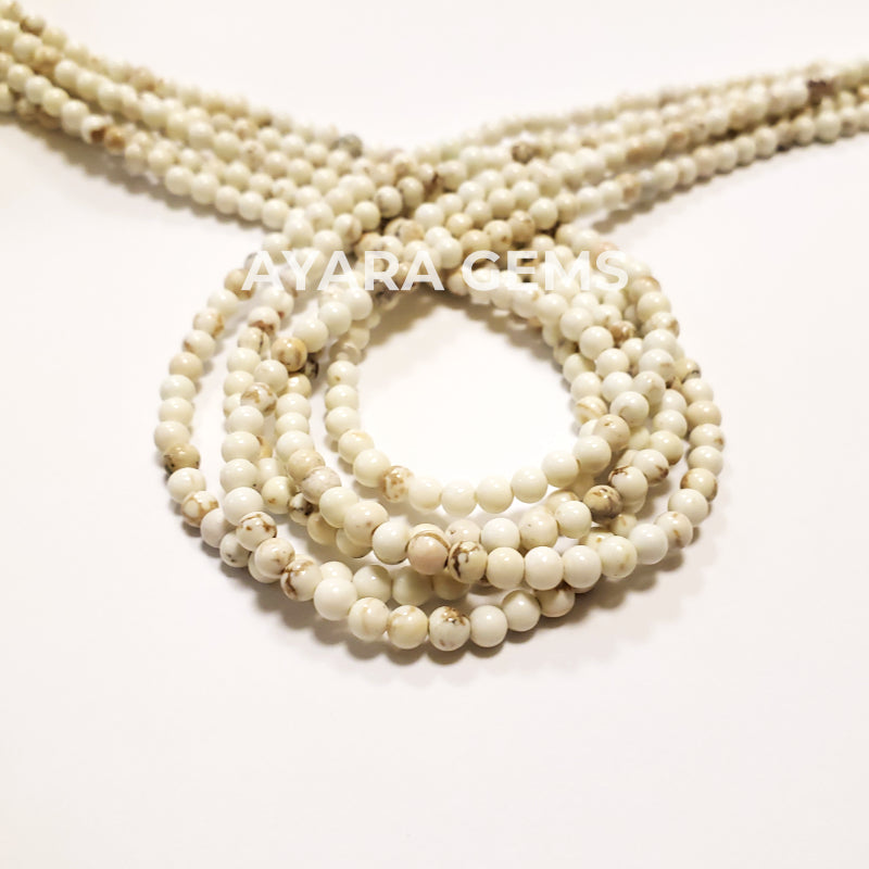 White Turquoise 4mm Round Bead Strand