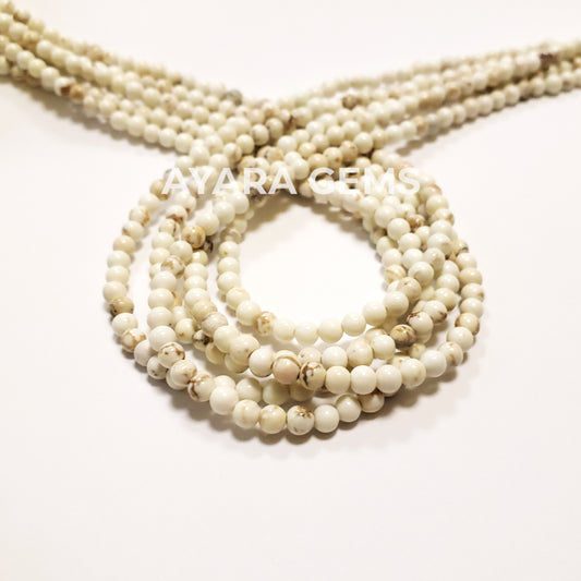 White Turquoise 4mm Round Bead Strand