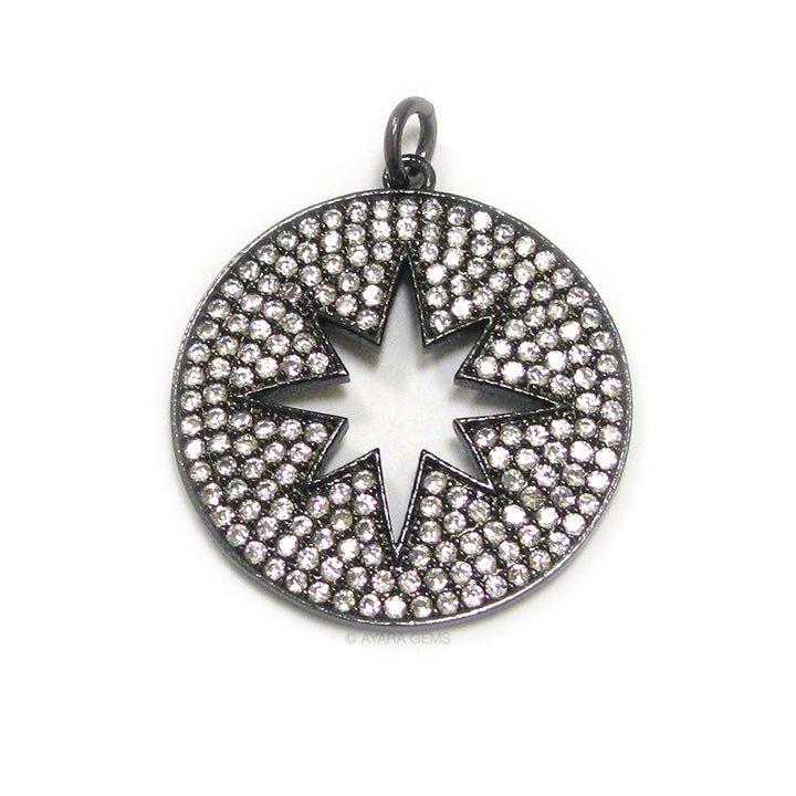 Star Cutout Micro Pave CZ Pendant, 24mm