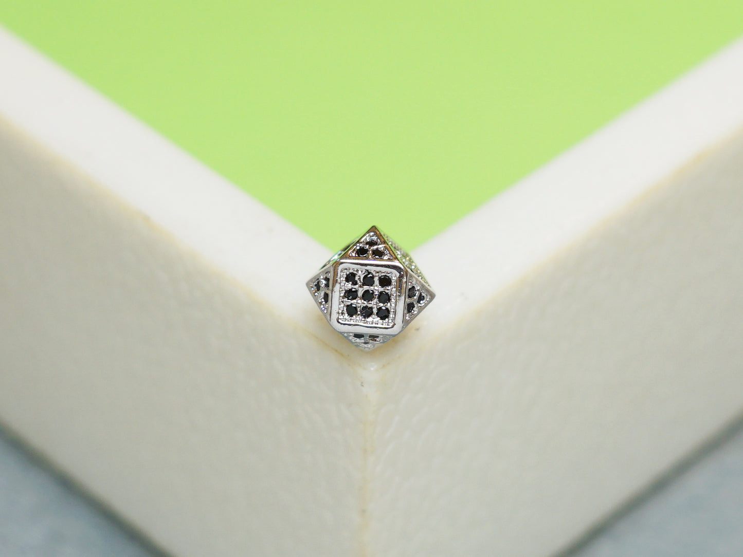 Hex Shape Micro Pave CZ Spacer Bead