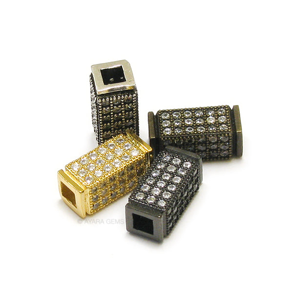 Rectangle Micro Pave CZ Bead, 6MM x 13MM