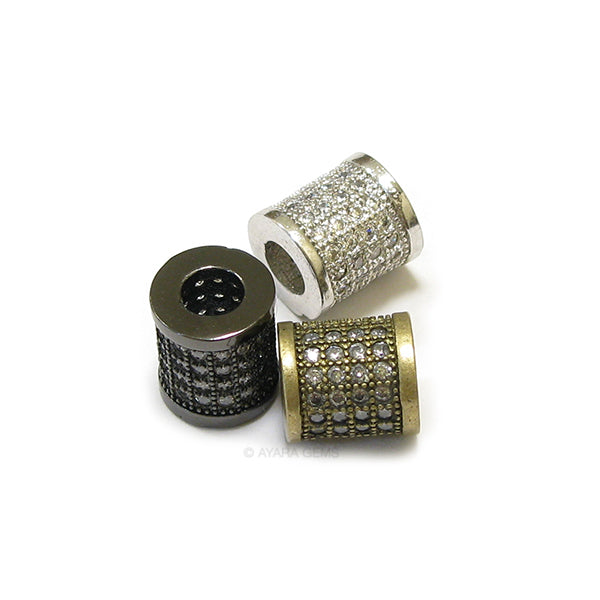 Tube Spacer Micro Pave CZ bead, 8mm