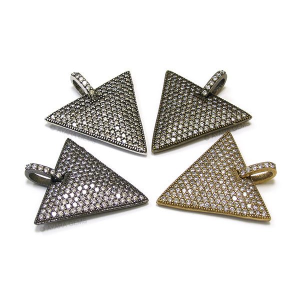 Triangle Micro Pave CZ Pendant Dog Tag