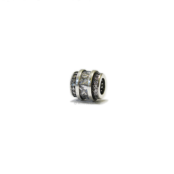 Pandora Micro Pave CZ Large Hole Column Beads, 9MM