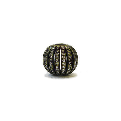 Shamballa Ball Ribbed Micro Pave CZ, Bronze