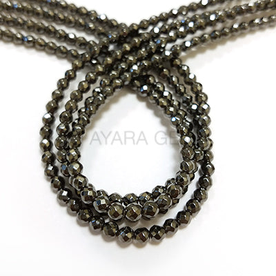 Hematite 4mm Faceted Round Bead Strand